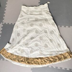 Boho women’s White Skirt with Gold Trim
